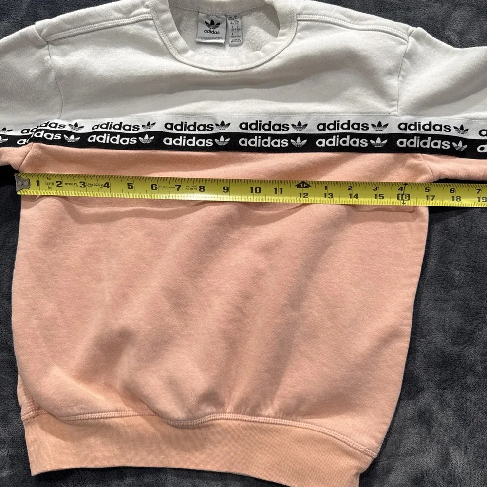 Adidas Originals Crew Sweatshirt Black Pink White Unisex Sz S Streetwear Relaxed